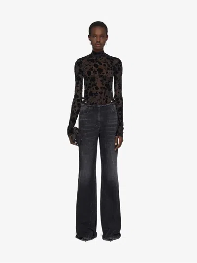 Shop Givenchy Voyou Jeans In Adjustable Satin Belt With Metal Buckles Engraved Logo