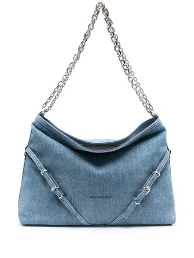 Shop Givenchy Voyou Medium Shoulder Bag In Clear Blue