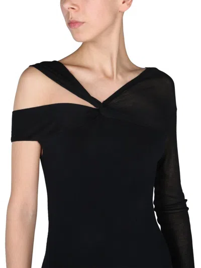 Shop Helmut Lang "twisted" Dress In Black