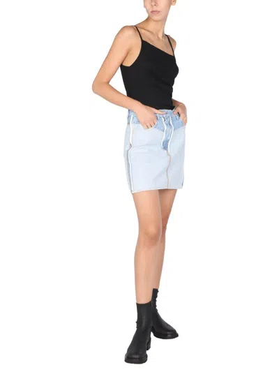 Helmut Lang Inside Out Denim Mini Skirt In Azure