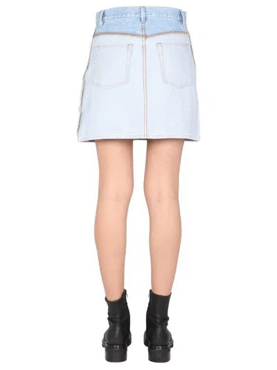 Helmut Lang Inside Out Denim Mini Skirt In Azure