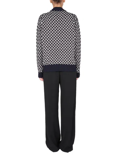 Jil Sander Fringed Tie-neck Intarsia Wool Sweater In Multicolour