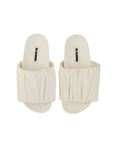 Shop Jil Sander Low Leather Sandals In White