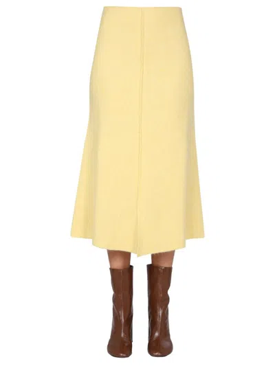 Shop Jil Sander Midi Skirt In Yellow