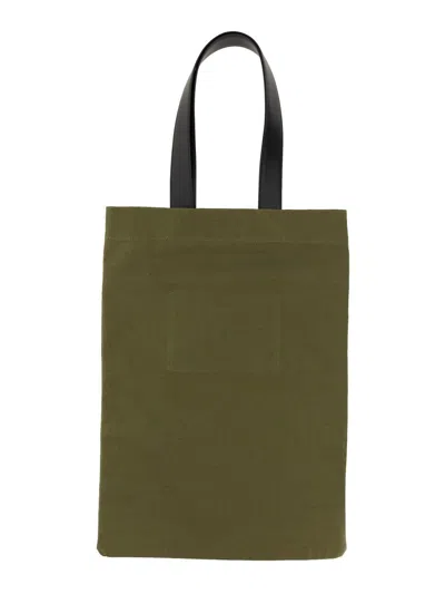 Shop Jil Sander Tote Bag With Logo In Military Green