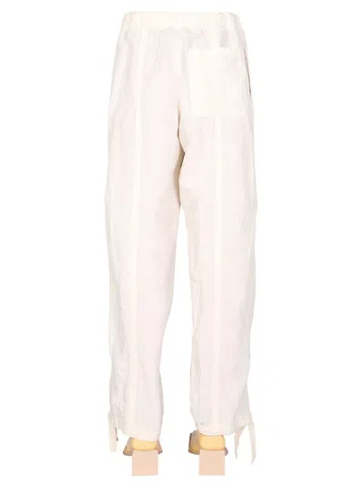 Shop Jil Sander Trousers With Drawstring In White