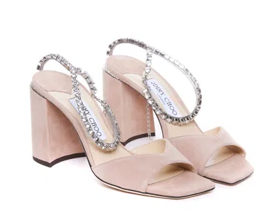 Shop Jimmy Choo Suede Sandals Nude In Pink