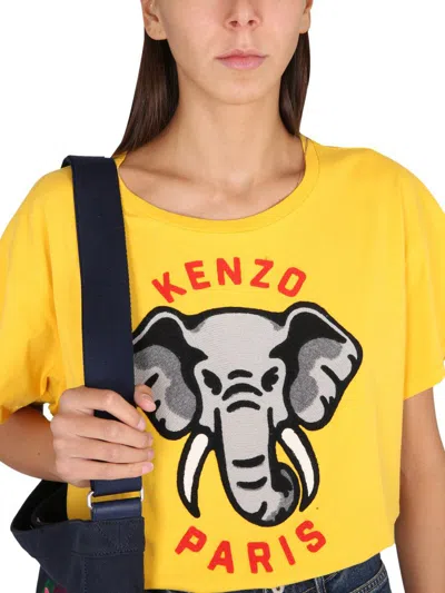 Shop Kenzo Casual T-shirt Éléphant In Yellow