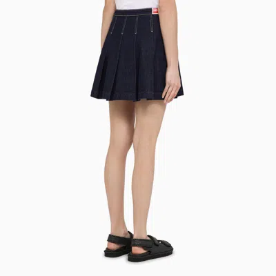 Shop Kenzo Flounced Denim Mini Skirt In Blue