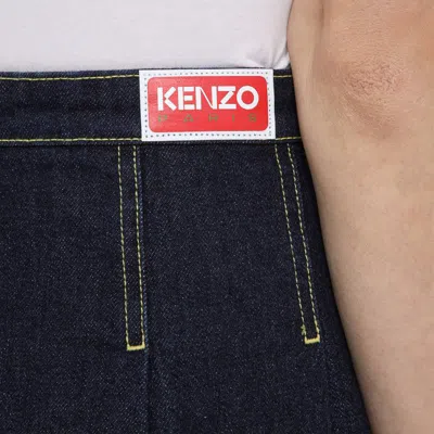 Shop Kenzo Flounced Denim Mini Skirt In Blue