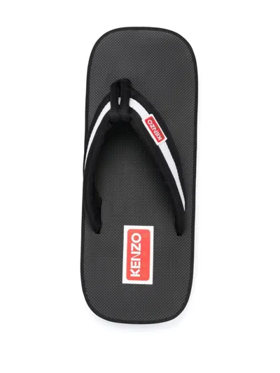 Shop Kenzo Slide Sandal With Logo In Black