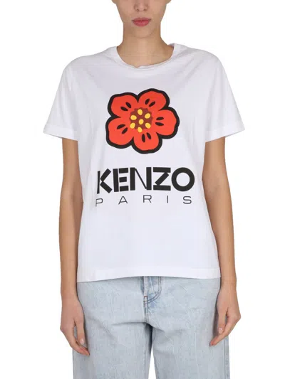 Shop Kenzo Soft T-shirt 'boke Flower' In White