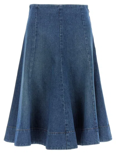 Shop Khaite 'lennox' Skirt In Blue