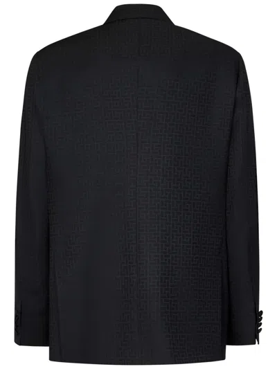 Kiton Peak-lapel Geometric-pattern Blazer In Black
