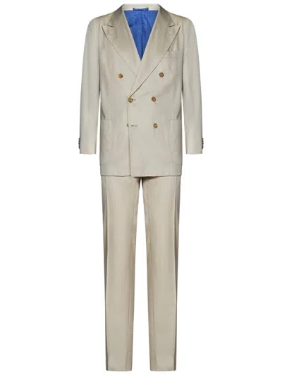 Shop Kiton Suit In Beige
