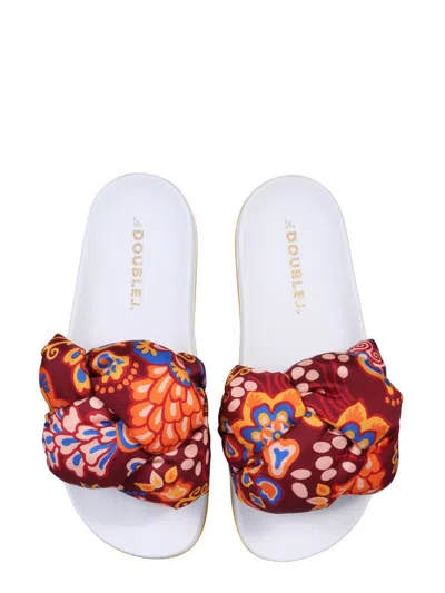 Shop La Doublej Braid Slide Sandals In White