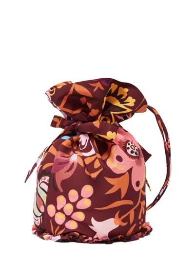 La Doublej Patterned Bucket Bag With Ruffle Details In Multicolour