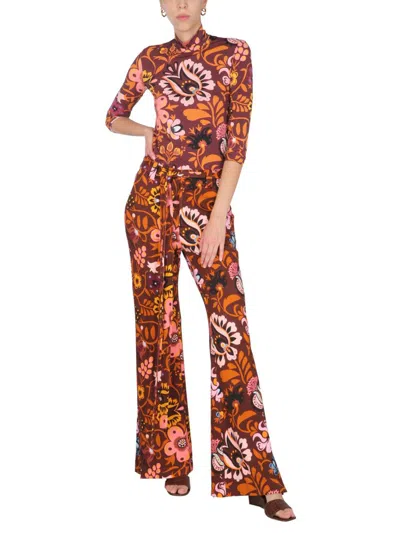 Shop La Doublej Pants With Selva Print In Multicolour