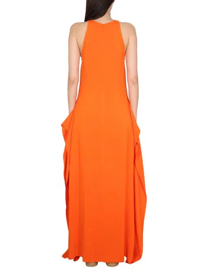Shop Lanvin Longuette Dress In Orange