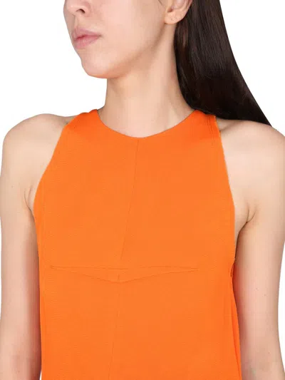 Shop Lanvin Longuette Dress In Orange