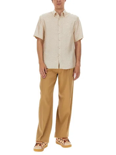 Shop Lanvin Shirt With Floral Pattern In Ivory