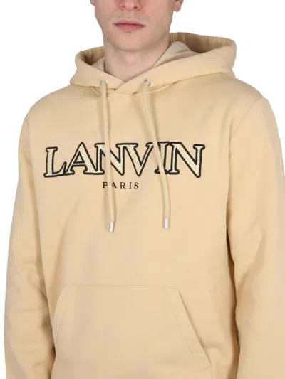 Shop Lanvin Sweatshirt With Logo In Beige