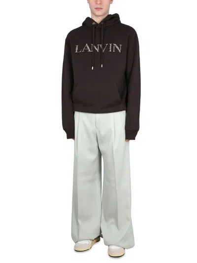 Shop Lanvin Sweatshirt With Logo In Brown