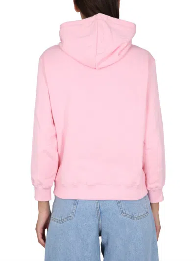 Shop Lanvin Sweatshirt With Logo Embroidery In Pink