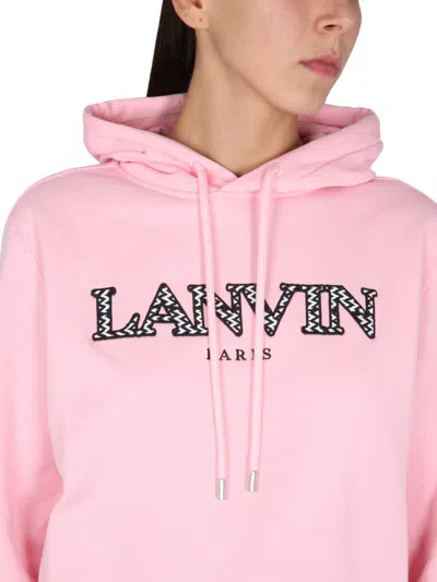 Shop Lanvin Sweatshirt With Logo Embroidery In Pink