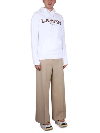 Shop Lanvin Sweatshirt With Logo Embroidery In White