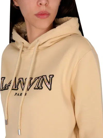 Shop Lanvin Sweatshirt With Logo Embroidery In Beige