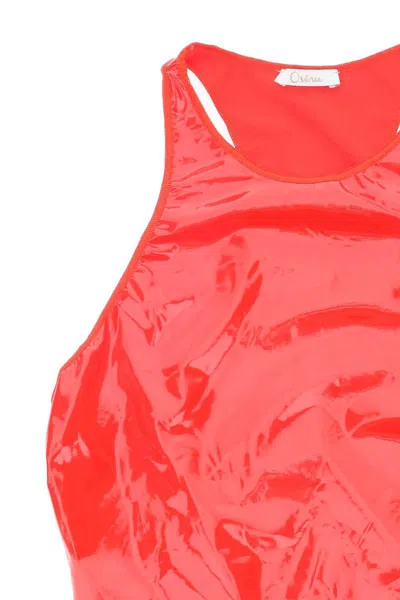 Shop Oseree Latex Bikini Set In Rosso