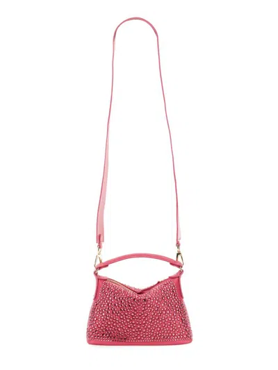 Shop Leonie Hanne X Liu Jo Mini Hobo Bag With Rhinestones In Fuchsia