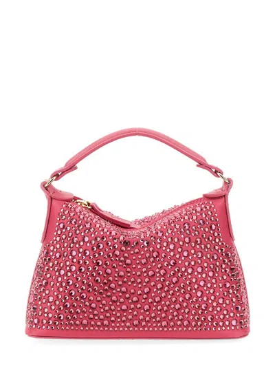 Shop Leonie Hanne X Liu Jo Mini Hobo Bag With Rhinestones In Fuchsia