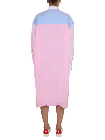 Shop Maison Kitsuné Colorblock Shirt Dress In Multicolour