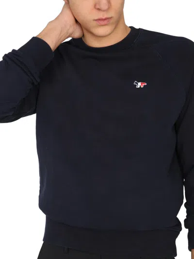 Shop Maison Kitsuné Crewneck Sweatshirt In Blue