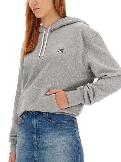 Shop Maison Kitsuné Sweatshirt With Fox Head Patch Unisex In Grey