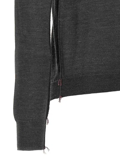 Maison Margiela Grey Stitching Wool Turtleneck Sweater In Gray