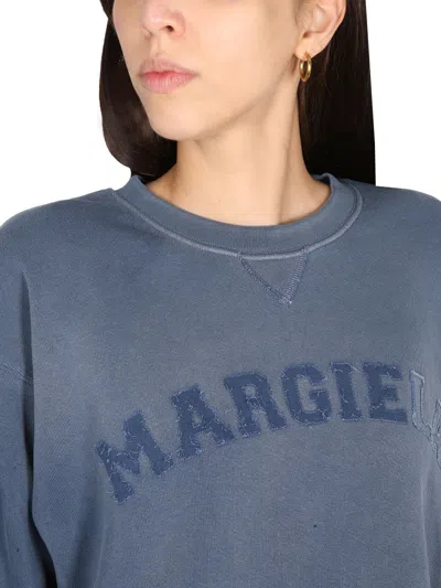 Shop Maison Margiela Cropped Sweatshirt In Blue