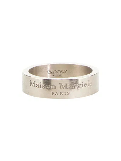 Shop Maison Margiela Logo Ring Unisex In Silver