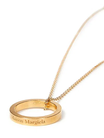 Shop Maison Margiela Logo Ring Necklace In Golden