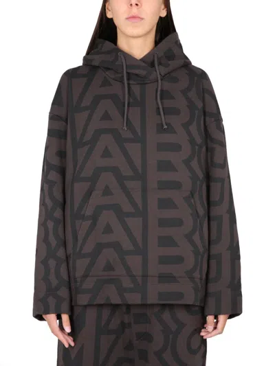 Shop Marc Jacobs Monogram Logo Sweatshirt In Brown