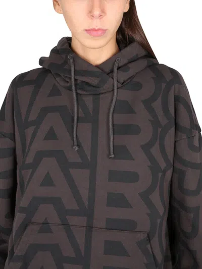 Shop Marc Jacobs Monogram Logo Sweatshirt In Brown