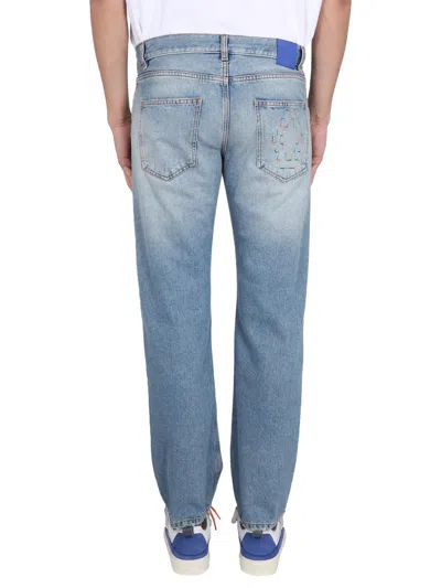 Shop Marcelo Burlon County Of Milan Slim Fit Jeans In Blue
