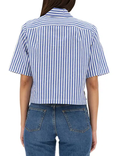 Shop Margaret Howell Candy Stripe Shirt In Blue