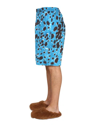 Shop Marni Bermuda Shorts With Pop Dots Print In Baby Blue