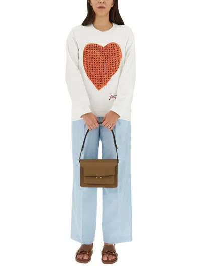 Shop Marni Heart Crucipuzzle Sweatshirt In White