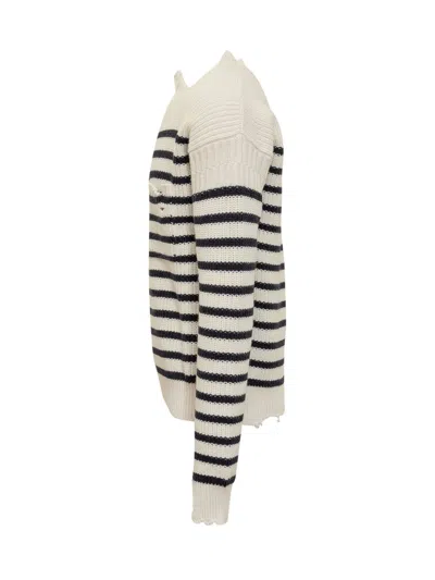 Shop Marni Striped Sweater In White