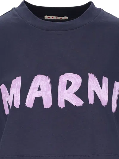 Shop Marni Cropped Logo T-shirt In L2b99