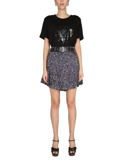 Michael Kors Mmk Print Mini Skirt In Purple